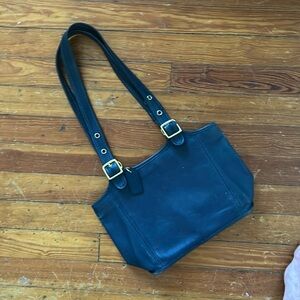 Vintage coach navy blue leather shoulder bag